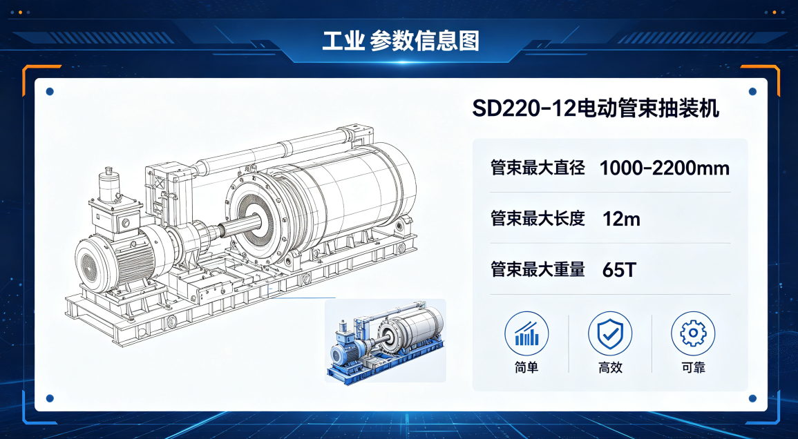 SD220-12电动管束抽装机详细技术参数 SD220-12电动管束抽装机详细技术参数