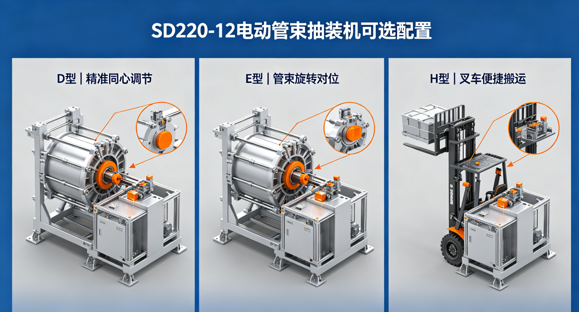 SD220-12管束抽装机可选配置:D型/E型/H型差异化升级 SD220-12管束抽装机可选配置:D型/E型/H型差异化升级